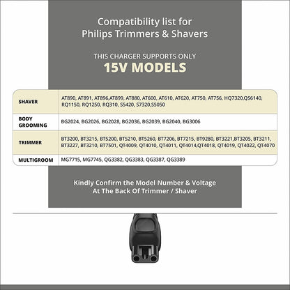 Hi-Lite Essentials 15v Trimmer Charger Adapter for Philips Trimmer (Check model in description) | Replacement for Philips HQ8505 Supply Unit