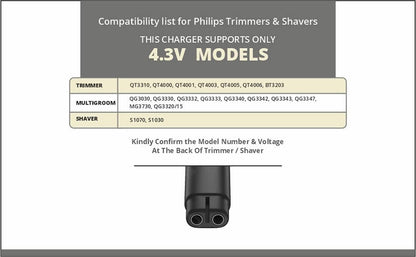 Hi-Lite Essentials 4.3v Trimmer Charger Adapter for Philips Trimmer (Check Compatibility in description)